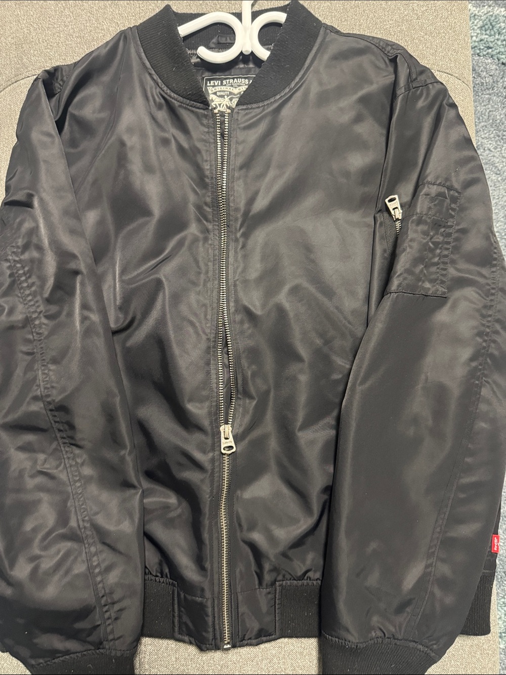 Levi's Black Bomber Jacket with Silver Zipper